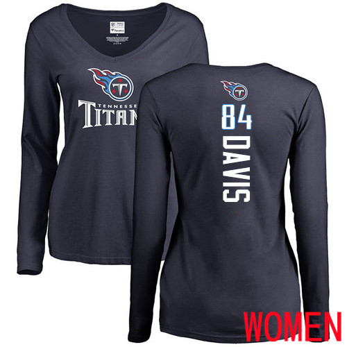 Tennessee Titans Navy Blue Women Corey Davis Backer NFL Football #84 Long Sleeve T Shirt->nfl t-shirts->Sports Accessory